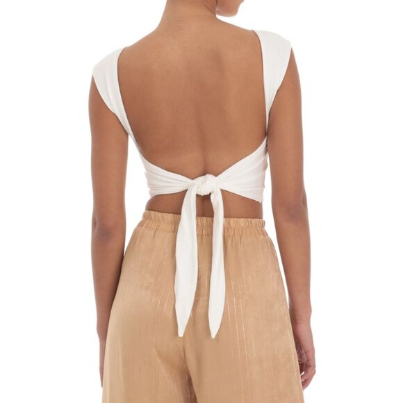Lucy in the Sky - Open Back Tie Top in White (Brand New, No Tags) - Picture 1 of 5